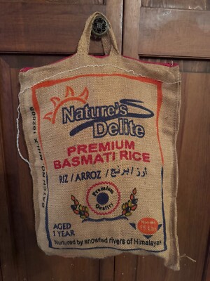 Upcycled Nature s Delite Basmati Rice Burlap Bag   Tote with Zipper