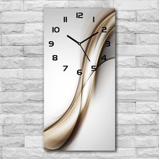 Wall Clock Real Glass Kitchen Clock 30x60 Decorative Picture Motif: Abstract Wave Beige