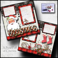 SANTA VINTAGE CHRISTMAS 2 premade scrapbook pages paper printed CHERRY 0124