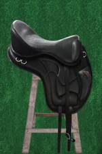 Treeless Horse Leather Black Cow Softy Saddle 15-19 inch with Matching Girth