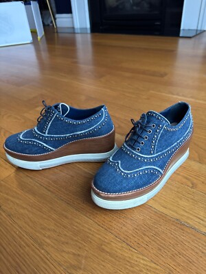 Mui Mui flatform platform denim sneakers 37.5