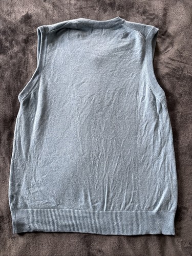 LL Bean Sweater Vest Men's Size Large Lambs wool V Neck Light Blue JLV5 - Picture 5 of 5