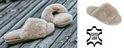 Em-ka Damen Leder Wnter Warme Hausschuhe Hüttenschuhe Pantoffeln Schafwolle Hausschuh, Achtung