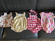 Lot of 4 Cat & Jack baby girls cloths, size 3-6 months rompers/ top, New