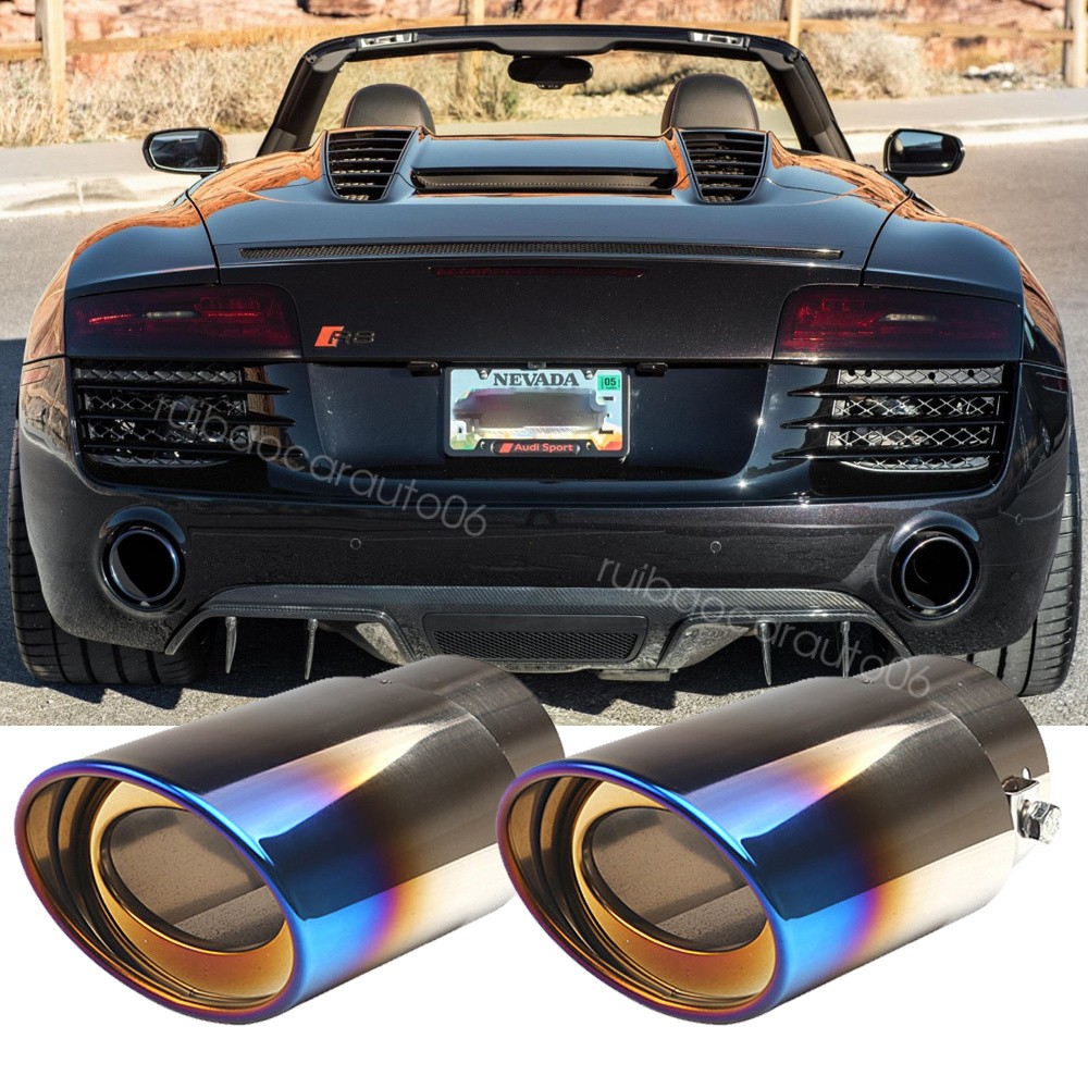 Car Exhaust Pipe Tip Rear Tail Throat Muffler Blue For 2015 Audi R8 V10 Spyder