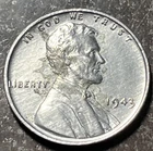 1943 1C Lincoln Cent VF Coin Ww2 Steel Pennie. 1