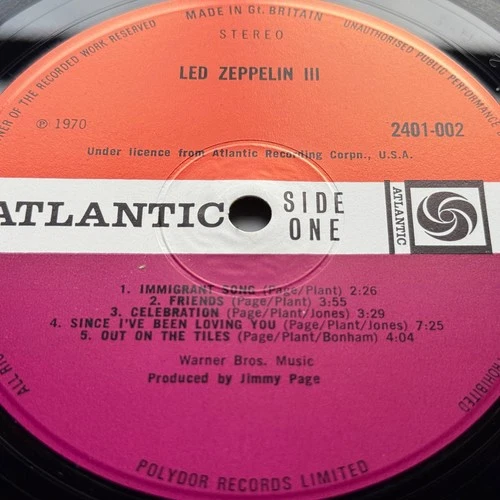 LED ZEPPELIN III 3 UK Press 2nd A5/B5 Celebration LABEL ERROR 1st Sleeve TOP NM!