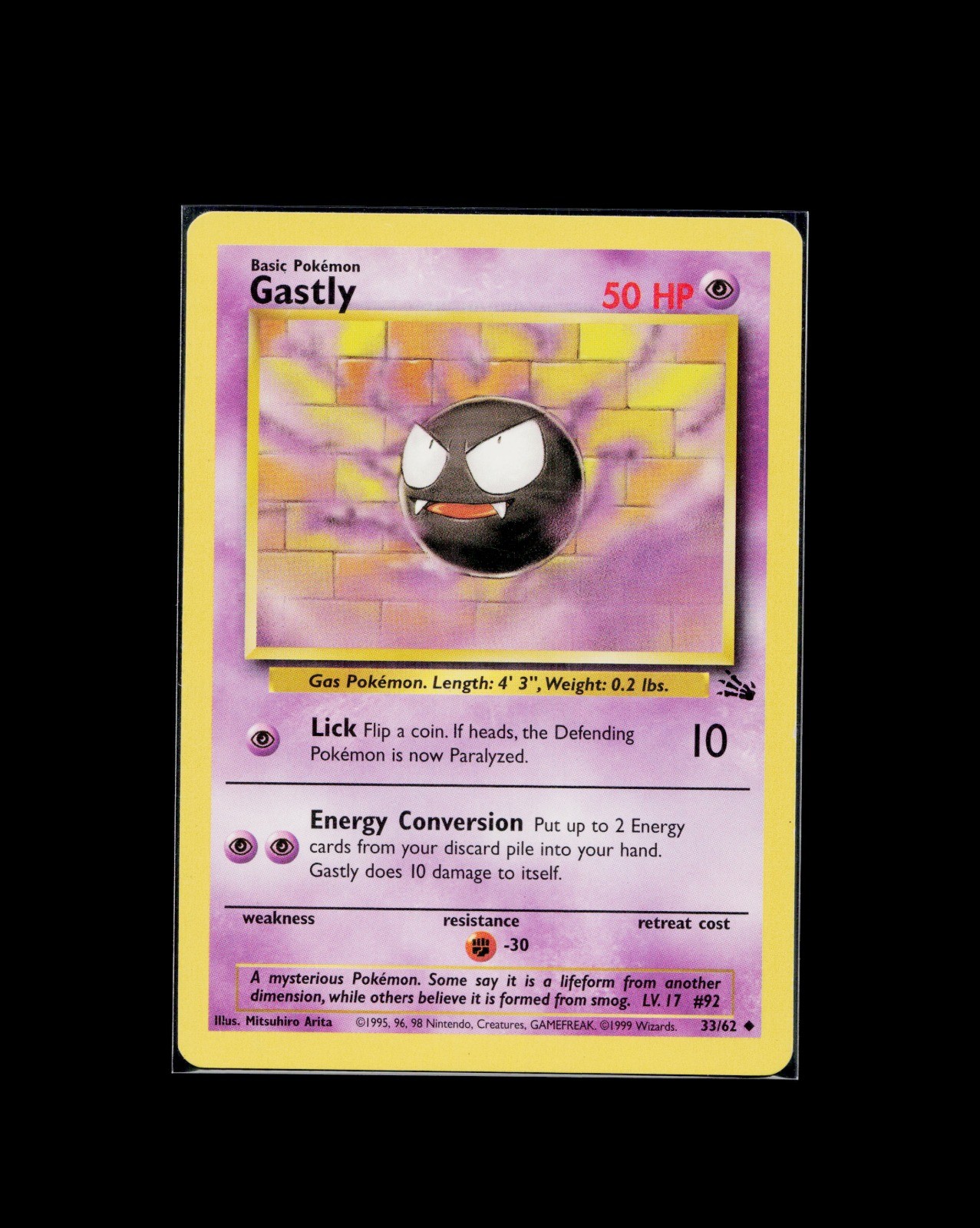 Pokemon TCG Gastly 33/62 Unlimited - Fossil