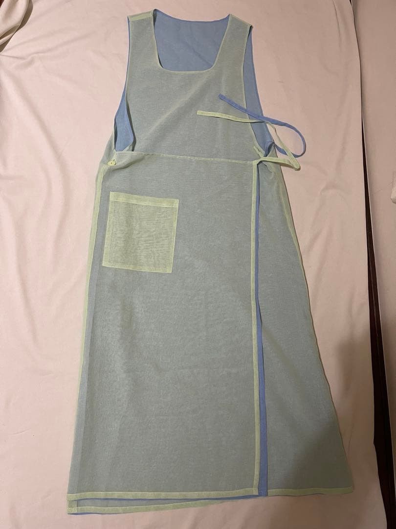 PLEATS PLEASE ISSEY MIYAKE Pleated Apron Dress Sheer Green Women Size L Used