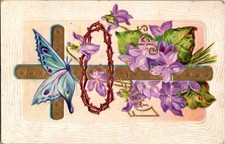 Butterfly Featured on Interesting Vintage Greeting Postcard m/12 BJ1170