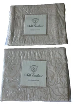 Noble Excellence Venice Light Brown Beige Jacquard Scroll 2 Standard Shams New