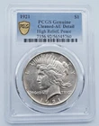 1921-P High Relief Peace Silver Dollar PCGS Genuine Cleaned AU Detail - T285