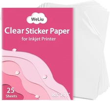 Transparent Sticker Paper, Premium Clear Sticker Paper 8.5" x 11" (25 Sheets) -