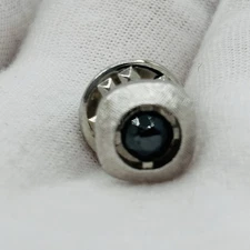 Vintage Swank Tie Pin Black Stone Silver Tone