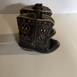 Vintage 50s 60s Kids Youth Leather Western Cowboy Boots 