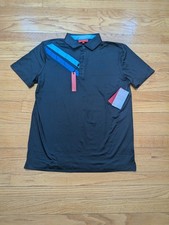 REDVANLY Mens Black Athletic Golf Polo Shirt Size Medium NWT MSRP 110 New