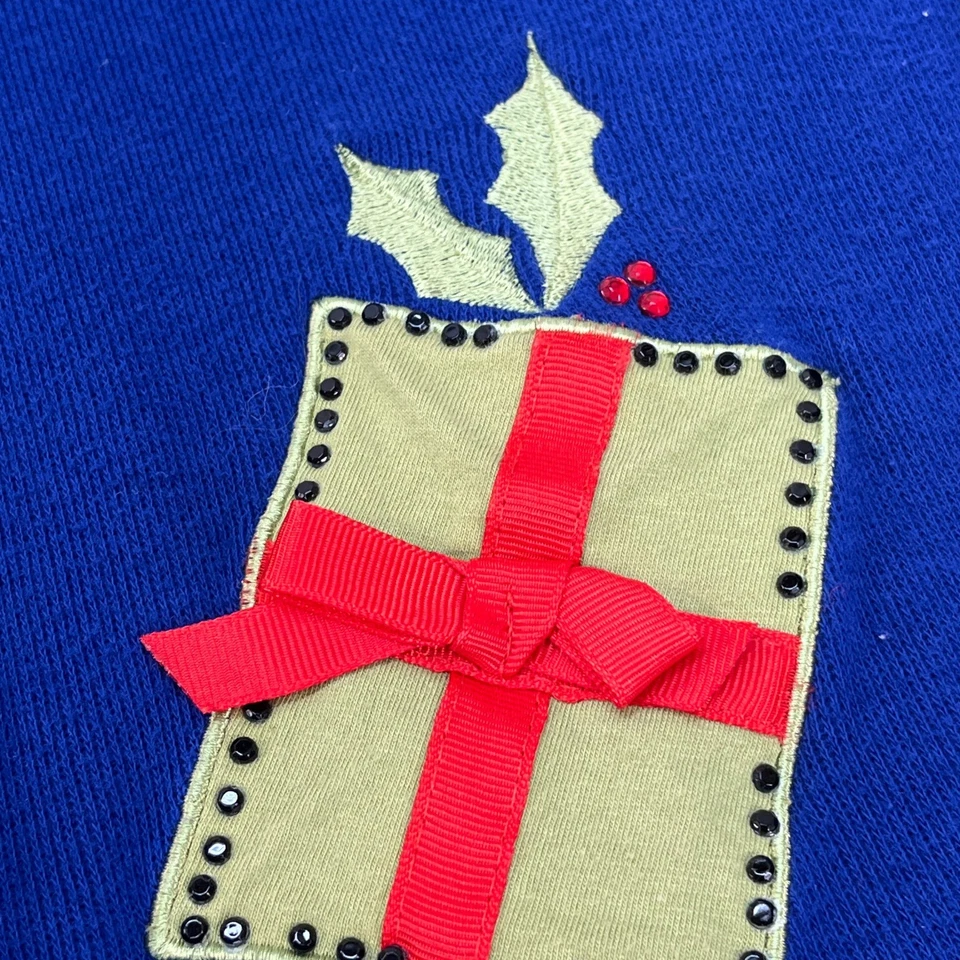 Chaqueta con Capucha Azul Cremallera Mujeres Apliques Caja de Regalo Vacaciones Acogedora Informal Talla LEER Foto 4 de 4