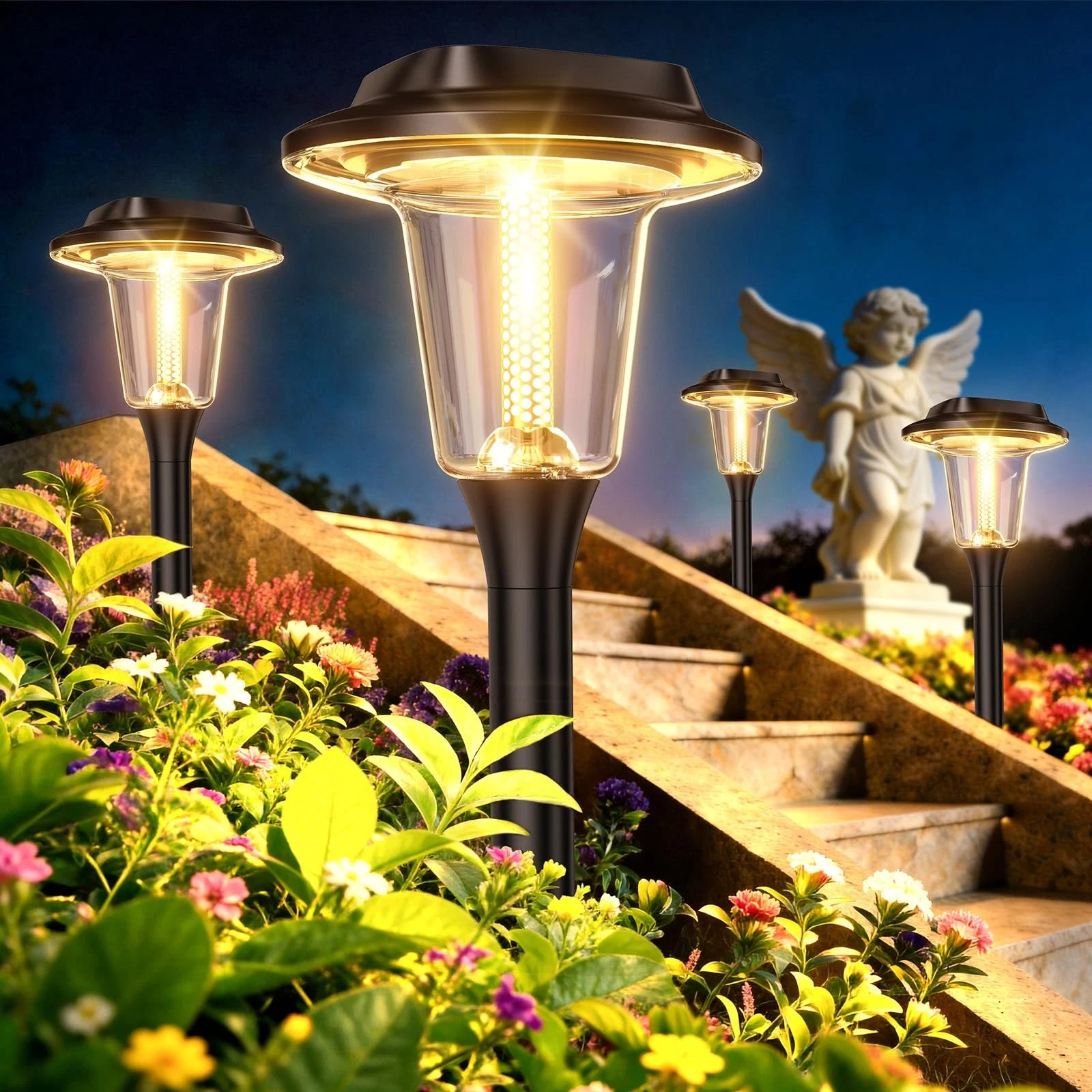 2026 New Solar Pathway Lights, 8 Pack Solar Lights Outdoor, Waterproof IP65, ...