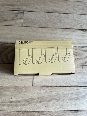 Delton Adhesive Towel Hooks Set Of Four Two Black / White Painted Steel