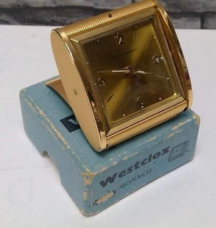 Vintage Mid Century Westclox Monaco Travel Alarm Clock CG E36