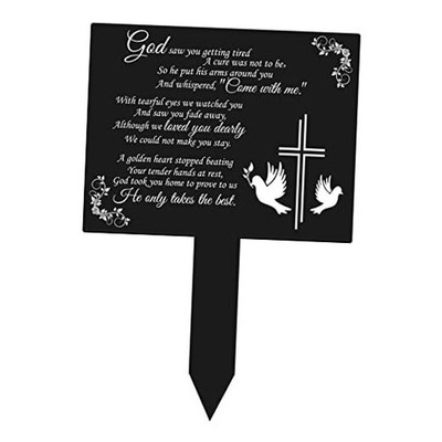 Cemetery Decorations for Grave, Metal Square Memorial Remembrance Stake, Grave
