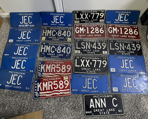 Vintage Michigan License Plate Lot (21) 1970s 80s 90s Mixed Plates Mancave Decor