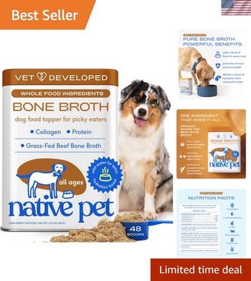 Real Beef Bone Broth Powder for Dogs - 48 Servings of Hydration & Joint Support