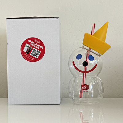 Jack In The Box Glass Sipper Limited Edition Cup w/Straw In Hand