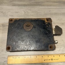 ¿Antigua cerradura de mortaja GRANDE cerradura de celda de cárcel? ¡¡10,5 libras!! Sin llave. Acero y latón