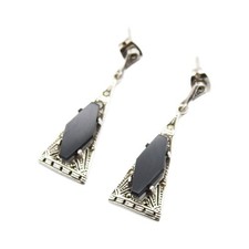 Vintage Art Deco Sterling Silver Black Onyx &...