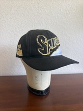 Vintage New Orleans Saints Big Logo The Game SnapBack Hat NFL Black Wool