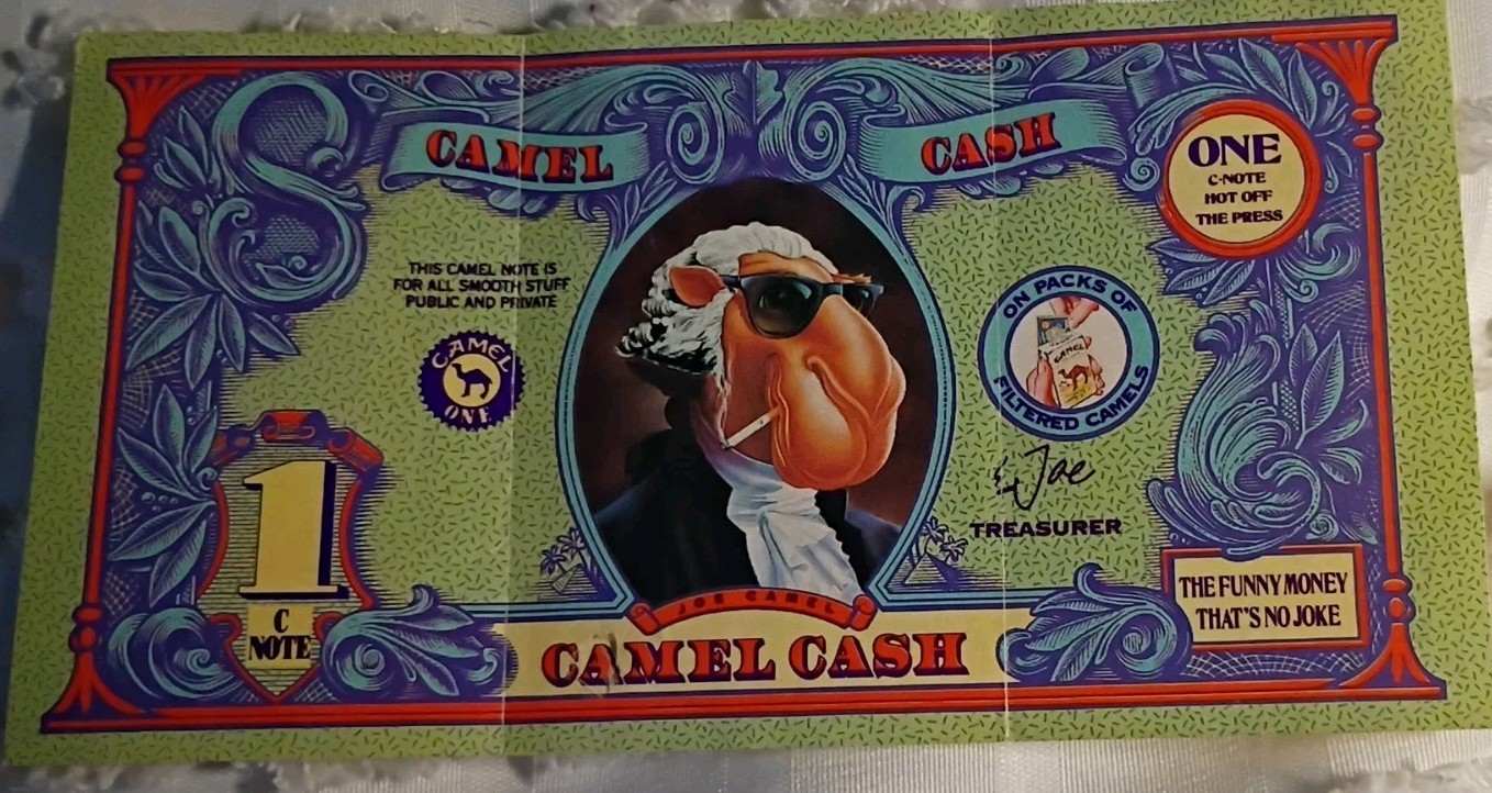 BUY 90s nostalgia 1992 Joe Camel Cash $ 1 C-Note Cool Cigarette 🚬 Vintage OG V4