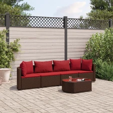  Patio Sofa Set Set of 4 Brown PE rattan Compact Modular