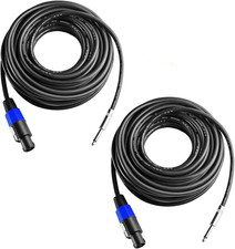 2Pcs 50 Feet Professional Speakon to 1/4 Speaker Cable, Pair 50 Ft 12 Gauge Spea
