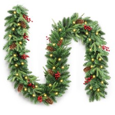 Christmas Garland, 9ft Pre-Lit Christmas Garland with Lights, Battery Operate...