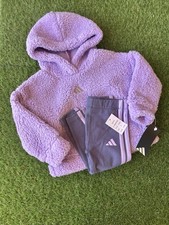 Adidas Toddler 2T Sherpa Hoodie Legging Set Powder Plum NWT JK8816
