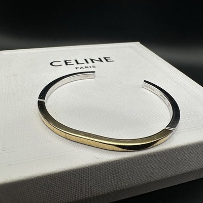 Celine einfache Form gold silberfarben Armreif Armband Box
