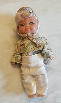 Vintage SIMBA Doll 4.5'' Doll with Blonde Braided Hair Blue Eyes Hat - EVC!