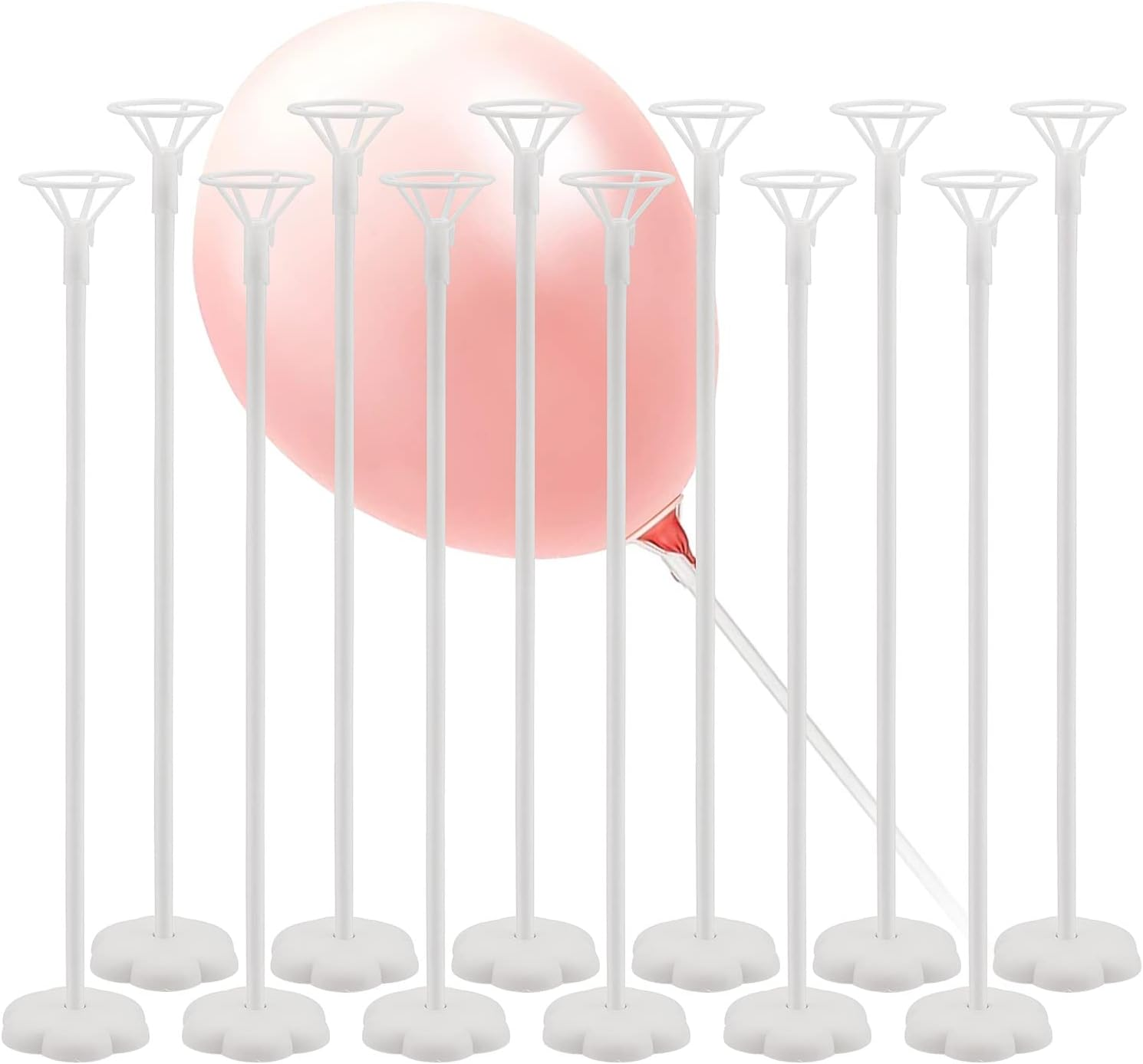 12 Set Balloon Stand Kit - Reusable Sticks and Cups, Column Stand Kit with Base