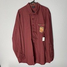 NWT Universal Harry Potter Gryffindor Red Oxford Button Shirt Flip Cuff XXL