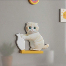 Weiße Katze Vase Kühlschrankmagnet niedliche Aufbewahrung & Dekoration Geschenk 🇬🇧