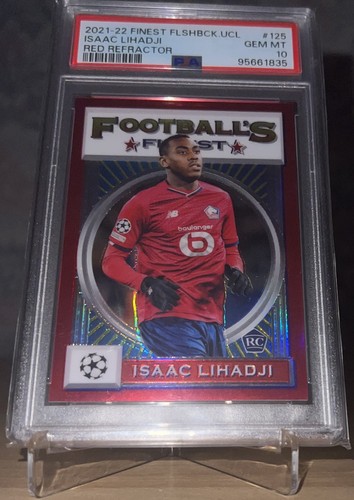 2021-22 Finest Flashback UCL Isaac Lihadji Red Refractor 5/5 PSA 10