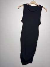 Women's Sleeveless Ruched Bodycon Tulip Hem Dress Black Size L