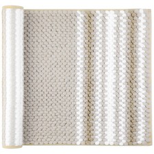 20x32 Inch Khaki White Chenille Striped Bathroom Rug Non Slip Bath Mat