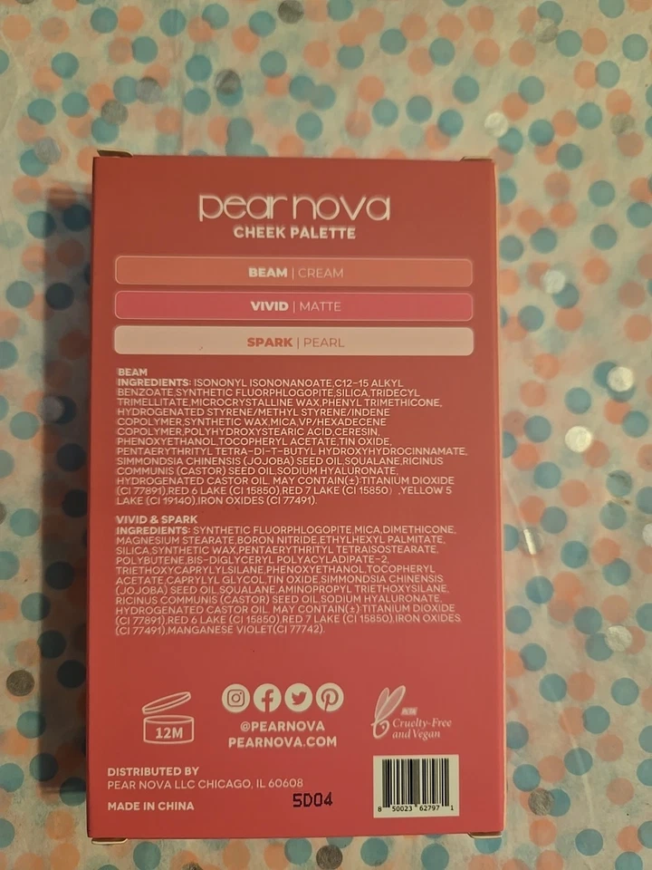 Pear Nova Cheek Palette in PINK cream, powder, pearl VEGAN NIB - Image 2 of 2