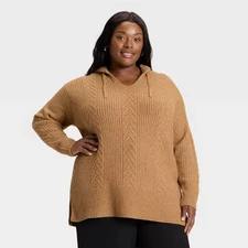 Women's Cozy Cable Hooded Tunic Sweater - Ava & Viv