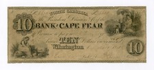1840's $10 The Bank of Cape Fear - Wilmington, NORTH CAROLINA Note
