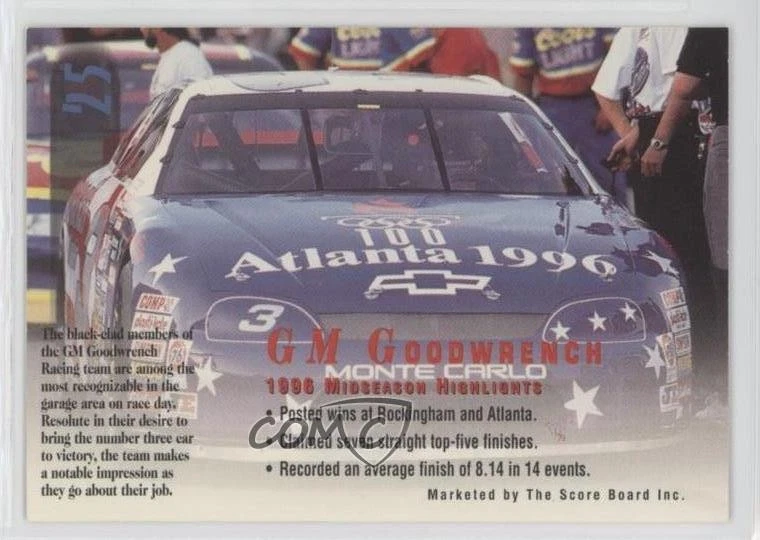 1996 Score Board Auto Racing Dale Earnhardt #25 HOF - Image 2 of 2