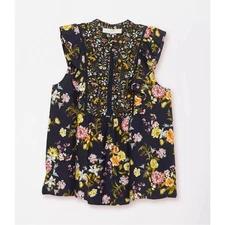 LOFT Floral Mixed Print Shell Sleeveless Blouse Size Small Coastal Spring Cute