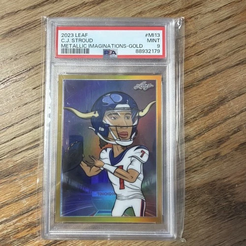CJ Stroud 2023 Leaf Metallic Imaginations Gold Rookie RC 76/99 PSA 9 Texans